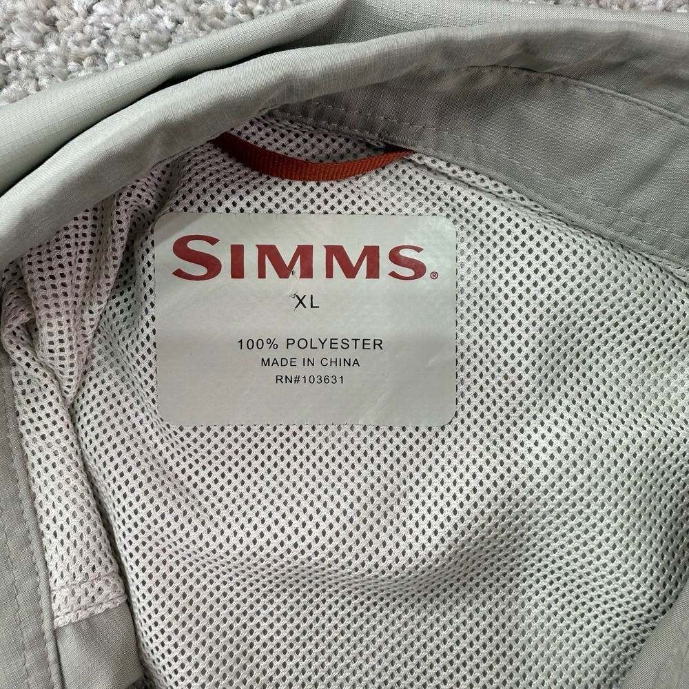 Simms Button Up Shirt Men XL Beige Long‎ Sleeve Fishing Gore Creek Fly Fisherman - Picture 2 of 16